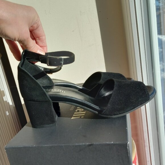 Fabianelli Shoes - Fabianelli Black Suede Ankle Strap Block Heel Sandals Sz 38/ 7 -7.5 ITALY